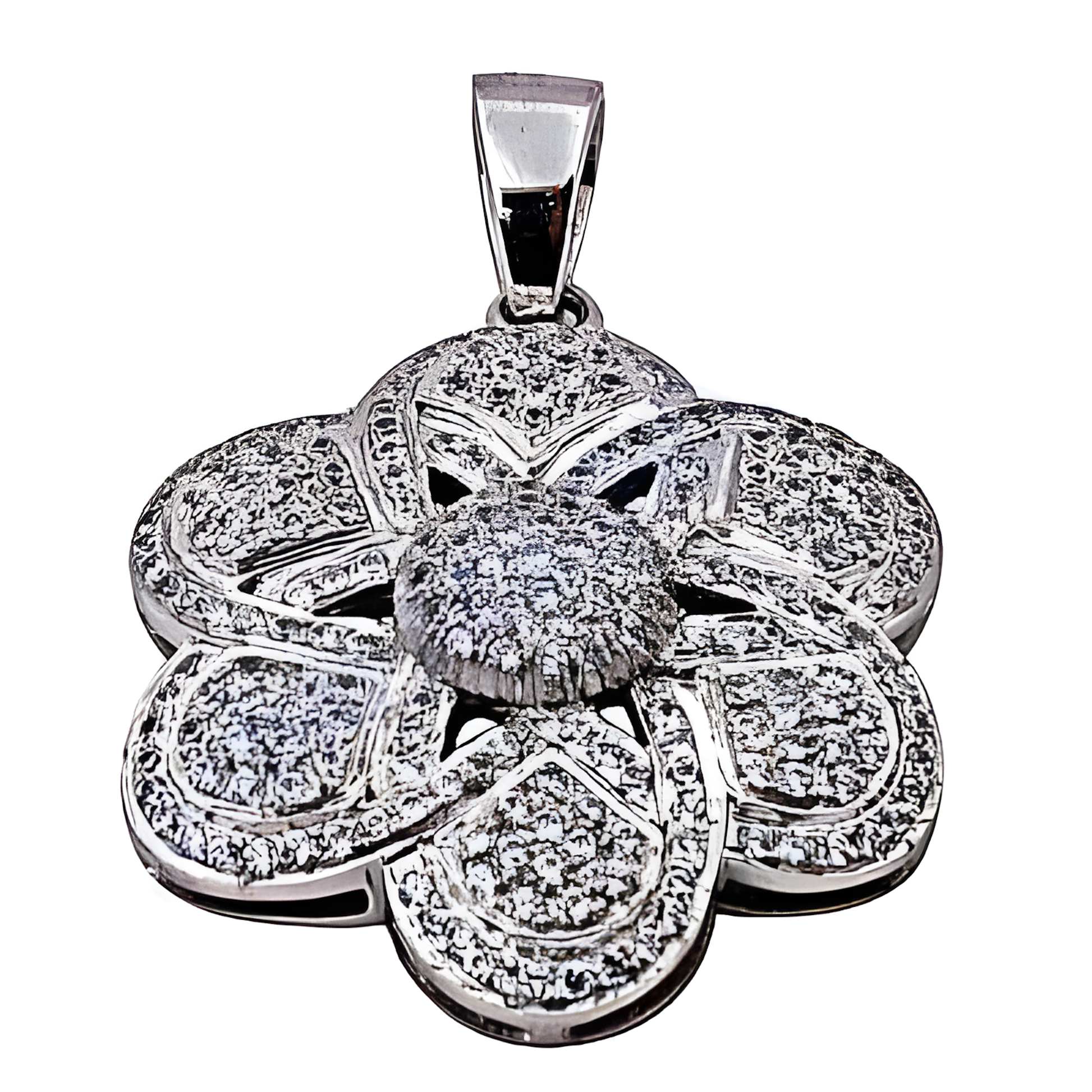 Charming Flower Style Cubic Zirconia Gemstone Silver Pendant