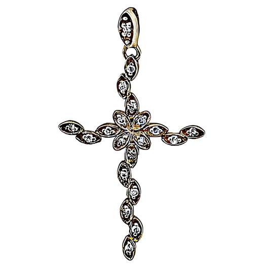 New Cross Gold Plated Silver Pendant With Cubic Zirconia