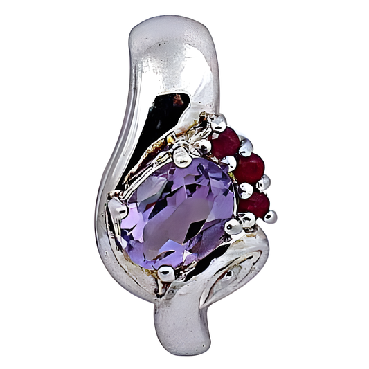 Attrective Amethyst Gemstone Silver Pendant, Cz Jewelry