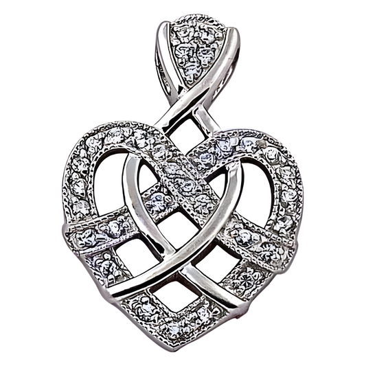 Fret Designer Heart Gemstone Silver Pendant With Cubic Zirconia