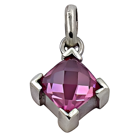 Dazzling !! Pink Cubic Zirconia Gemstone Silver Pendant