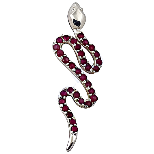 Elegant Snake Style Pink Cubic Zirconia Gemstone Silver Pendant