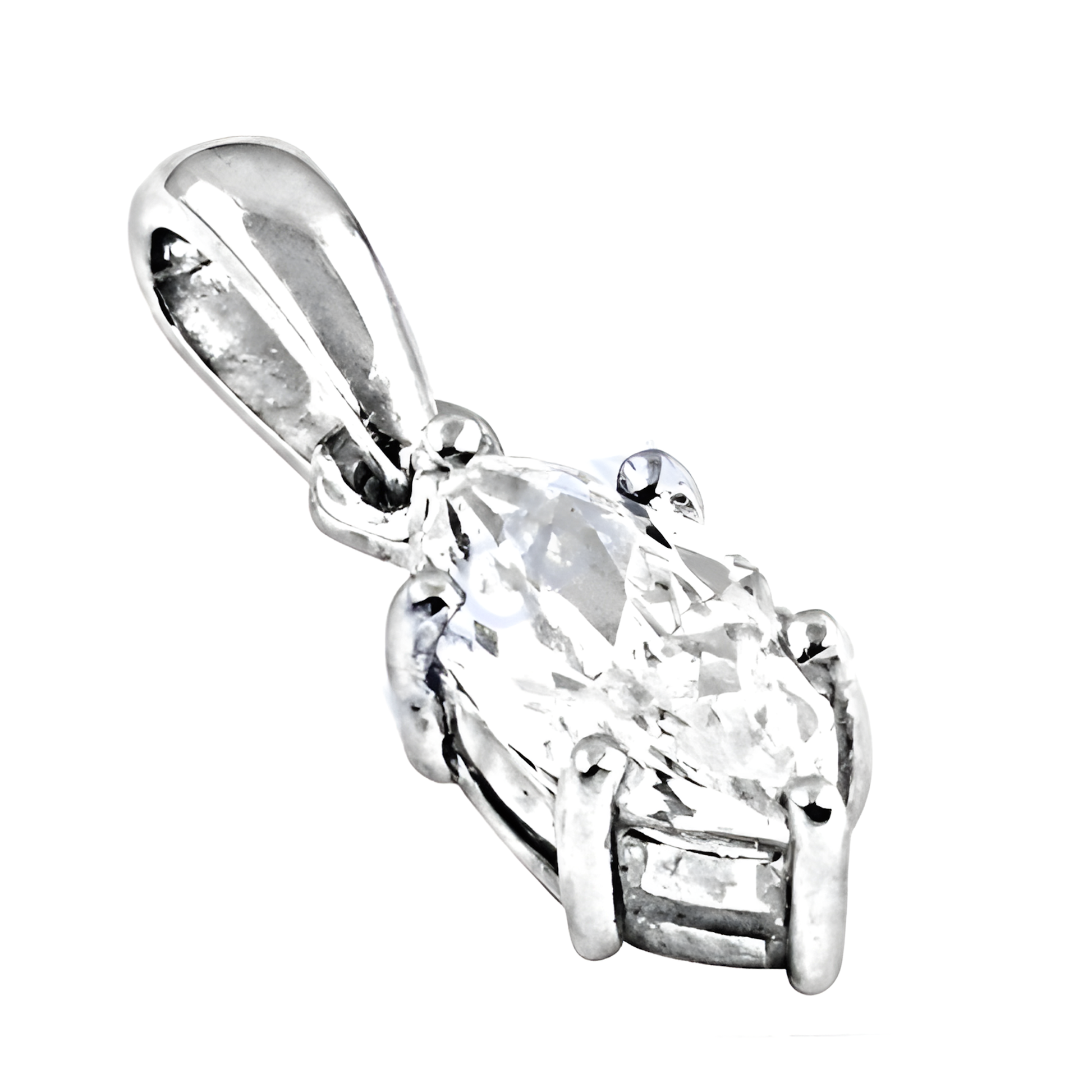 Delicate Cubic Zirconia Gemstone Silver Pendant