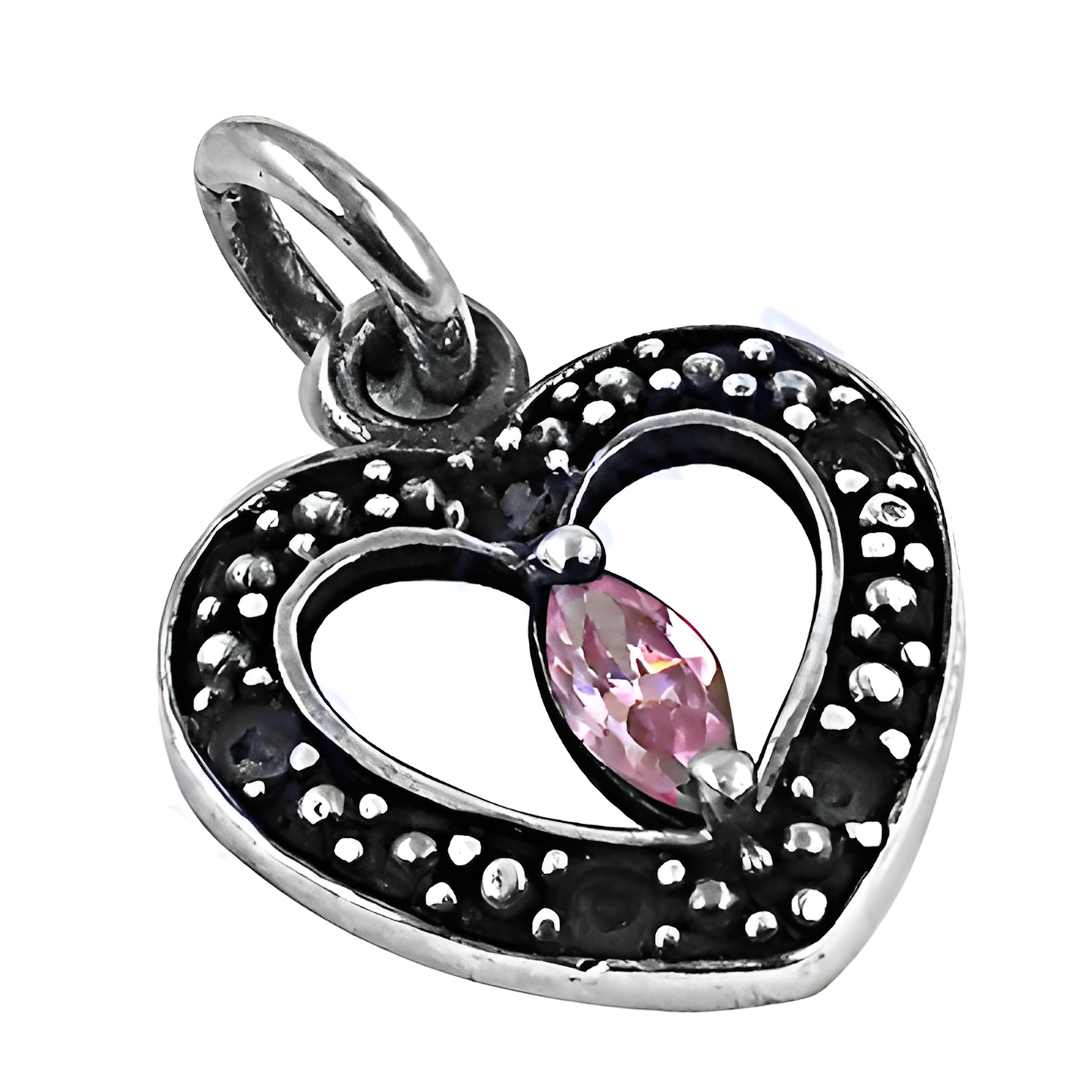 Lovely Designer Heart Silver Pendant With Pink Cubic Zirconia