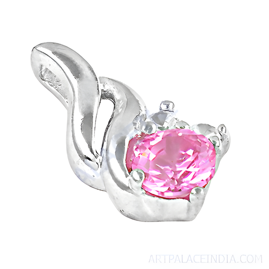 Graceful Pink & White Cubic Zirconia Gemstone Silver Pendant