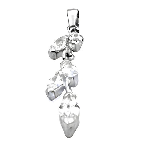 New Light Weight Leaf Design In Silver Cubic Zirconia Gemstone Pendant Jewelry