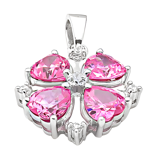 Semi Precious Pink Cubic Zirconia Gemstone Silver Pendant Jewelry