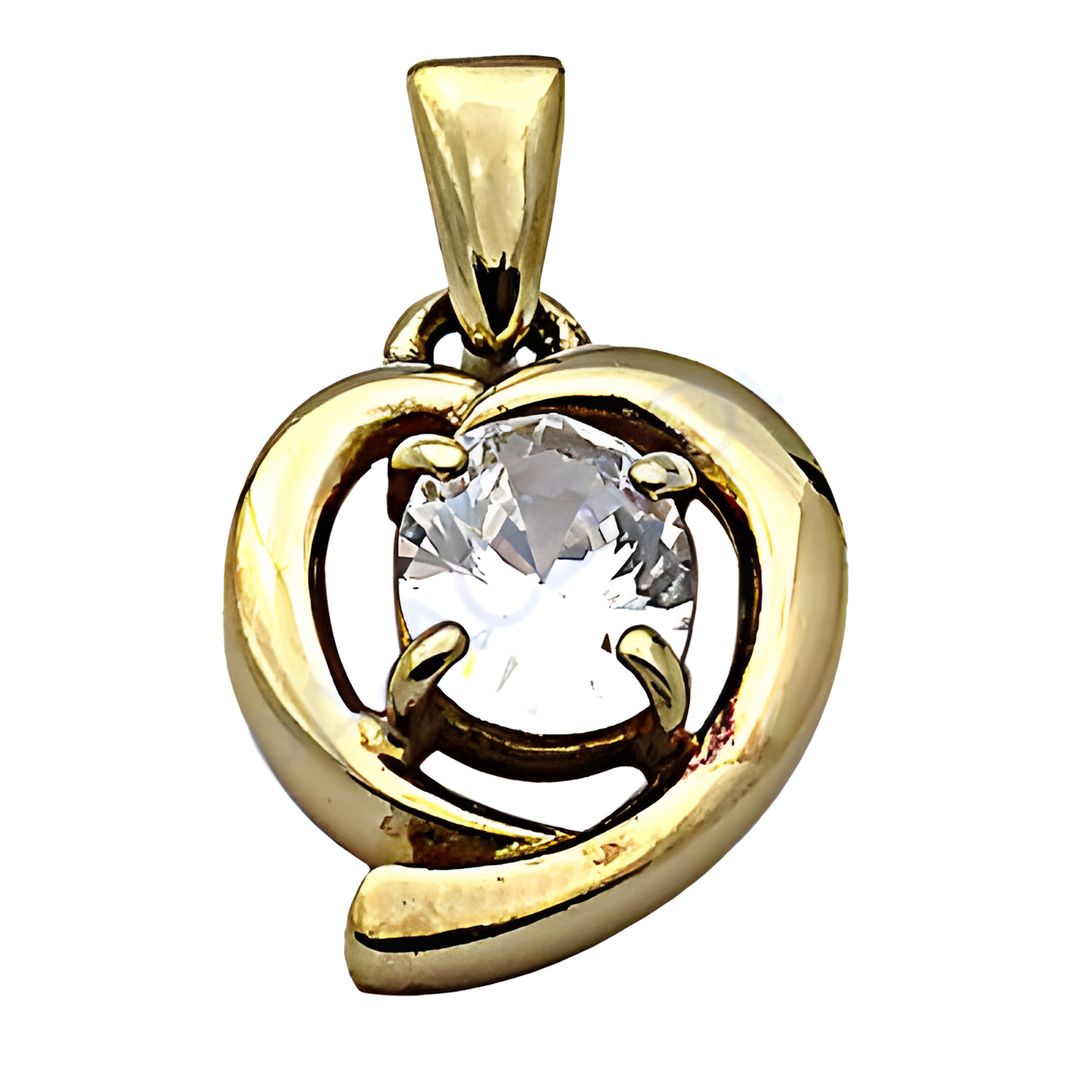 Charming Heart Style Gold Plated Cubic Zirconia Silver Pendant