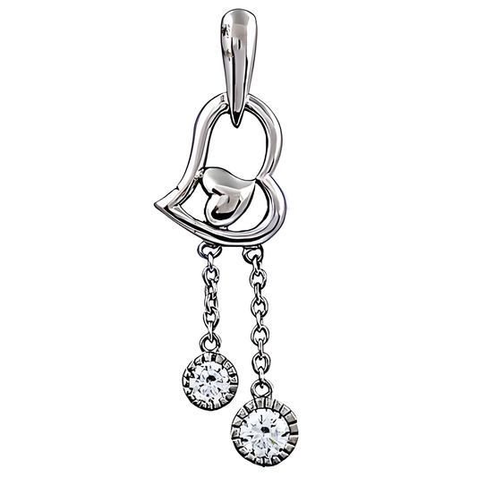 Romantic Dual Heart Cubic Zirconia Silver Pendant