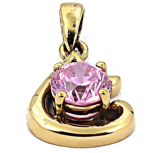 HOT!!! Luxury Pink Cubic Zirconia Gemstone Pendant, Heart Shape Style