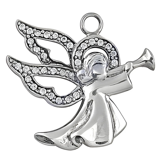 "Elegant 925 Sterling Silver Angel Cubic Zirconia Pendant"