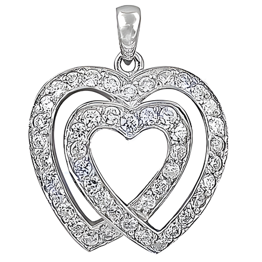 Trendy Cubic Zirconia Double Heart Silver Pendant - Stylish Jewelry Gift