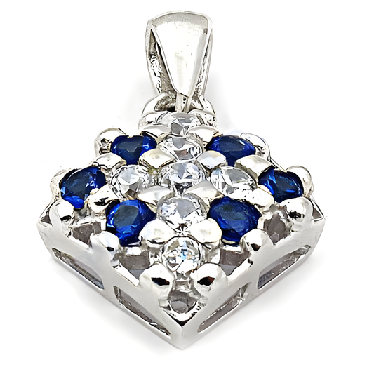 Lastest Luxury Blue Glass & Cubic Zirconia Silver Pendant