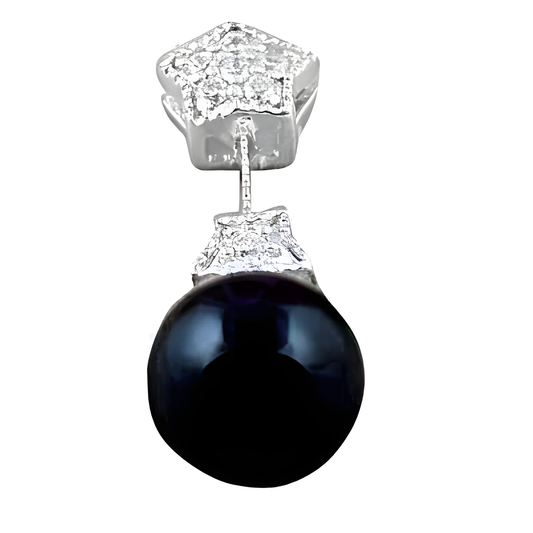 Hot! Dazzling Black Onyx & Cubic Zirconia Gemstones Pendant