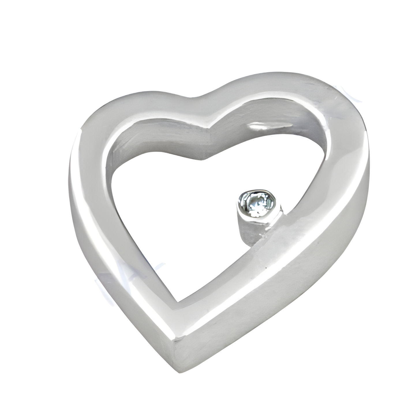 Romantic Heart Style Cubic Zirconia Silver Pendant, 925 Sterling Silver Jewelry