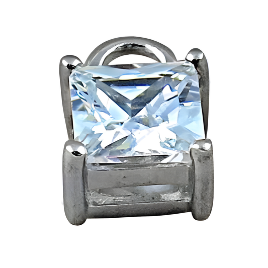 Rocking Style Cubic Zirconia Pendant In Square Shape, 925 Sterling Silver Jewelry