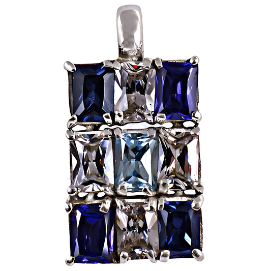 Silver Jewelry Cubic Zirconia Pendants Blue Topaz Silver Pendants Jewelry Blue Glass Pendants