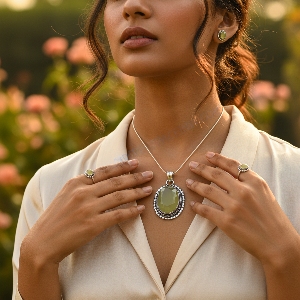 925 Silver Oval Citrine Pendant for Women | Gemstone Jewelry