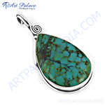 Load image into Gallery viewer, 925 sterling silver teardrop pendant featuring a blue-green turquoise gemstone, perfect for women.
