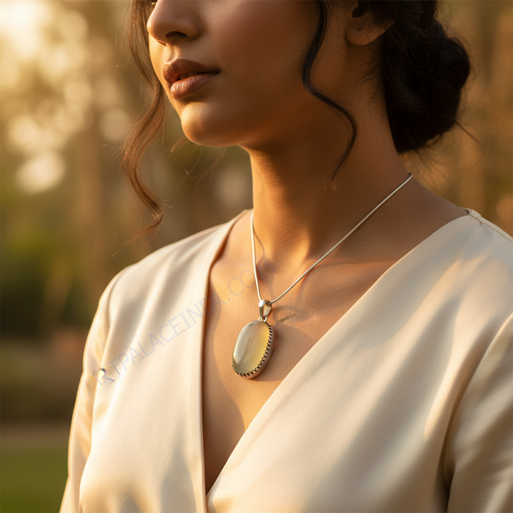 Silver pendant with stone | women's daily wear gift