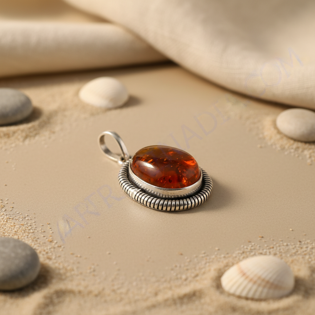 925 Silver Amber Pendant for Women | Gemstone Jewelry