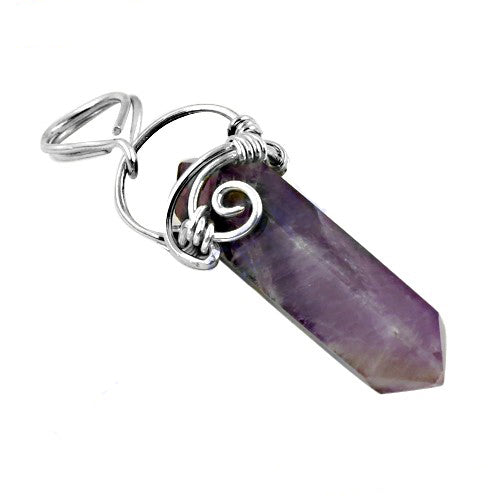 Silver amethyst crystal pendant for women | gemstone jewelry