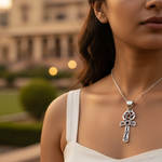 Load image into Gallery viewer, Stainless Steel Pentagram Ankh Pendant | Celtic Cross Necklace
