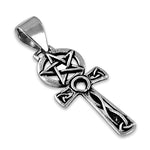 将图像加载到图库查看器中， Stainless Steel Pentagram Ankh Pendant | Celtic Cross Necklace
