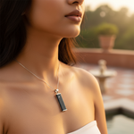 Load image into Gallery viewer, 925 Silver Blue Sandstone Pendant | Rectangle Pendant for Women
