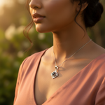 将图像加载到图库查看器中， 925 Silver Black Onyx Flower Pendant for Women | Gift
