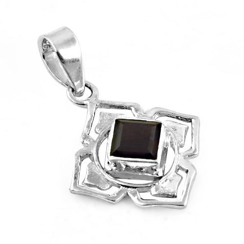 925 Silver Black Onyx Flower Pendant for Women | Gift