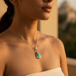 将图像加载到图库查看器中， 925 Silver Teardrop Turquoise Pendant for Women | Gemstone Jewelry
