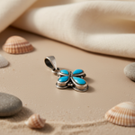 将图像加载到图库查看器中， 925 Sterling Silver Turquoise Flower Pendant for Women
