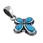 将图像加载到图库查看器中， 925 Sterling Silver Turquoise Flower Pendant for Women
