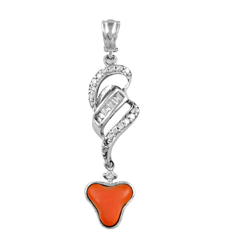 Silver coral pendant necklace for women | gemstone jewelry gift