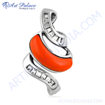 Load image into Gallery viewer, 925 Sterling Silver pendant with orange enamel and baguette cut cubic zirconia stones
