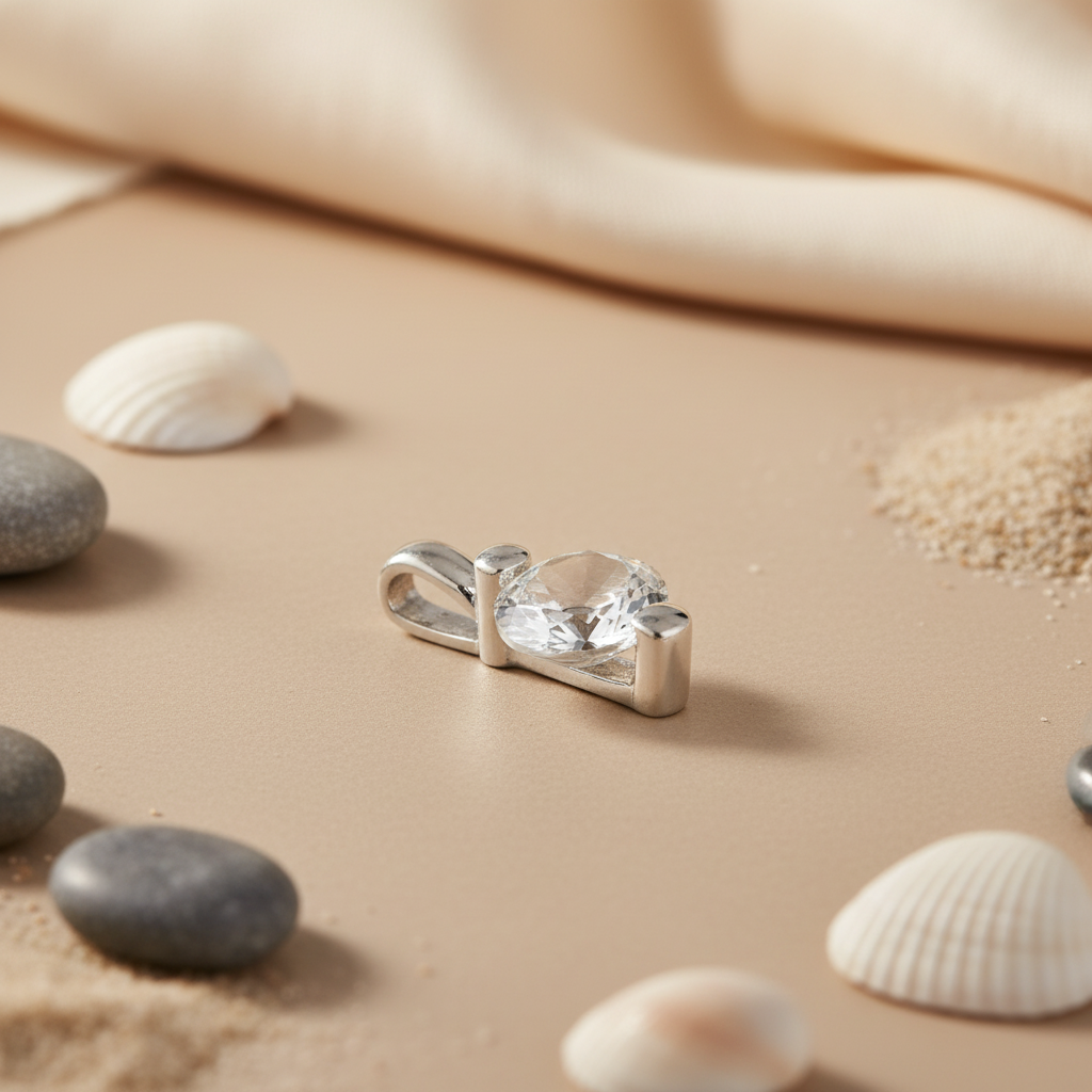 Silver Crystal Pendant | Women's Daily Wear Jewelry