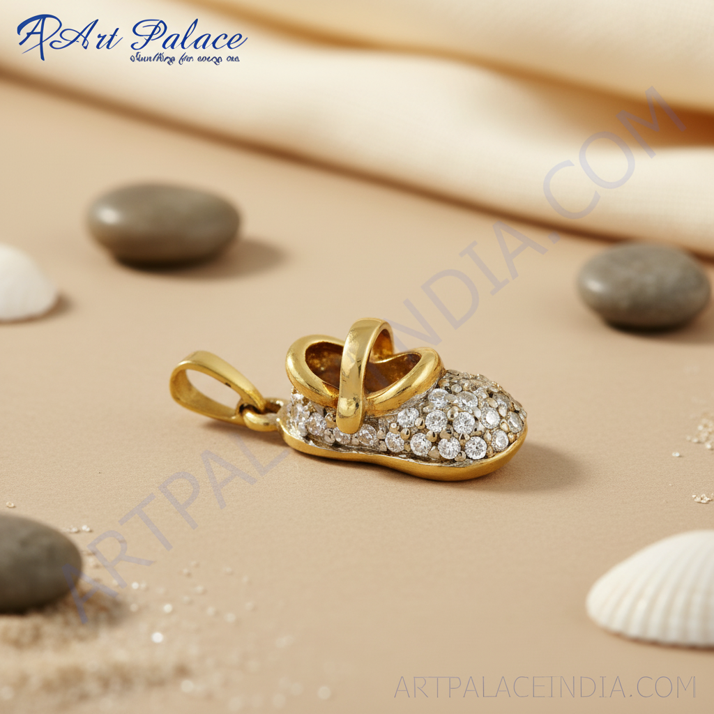 Gold plating crystal baby shoe pendant for women | charm jewelry