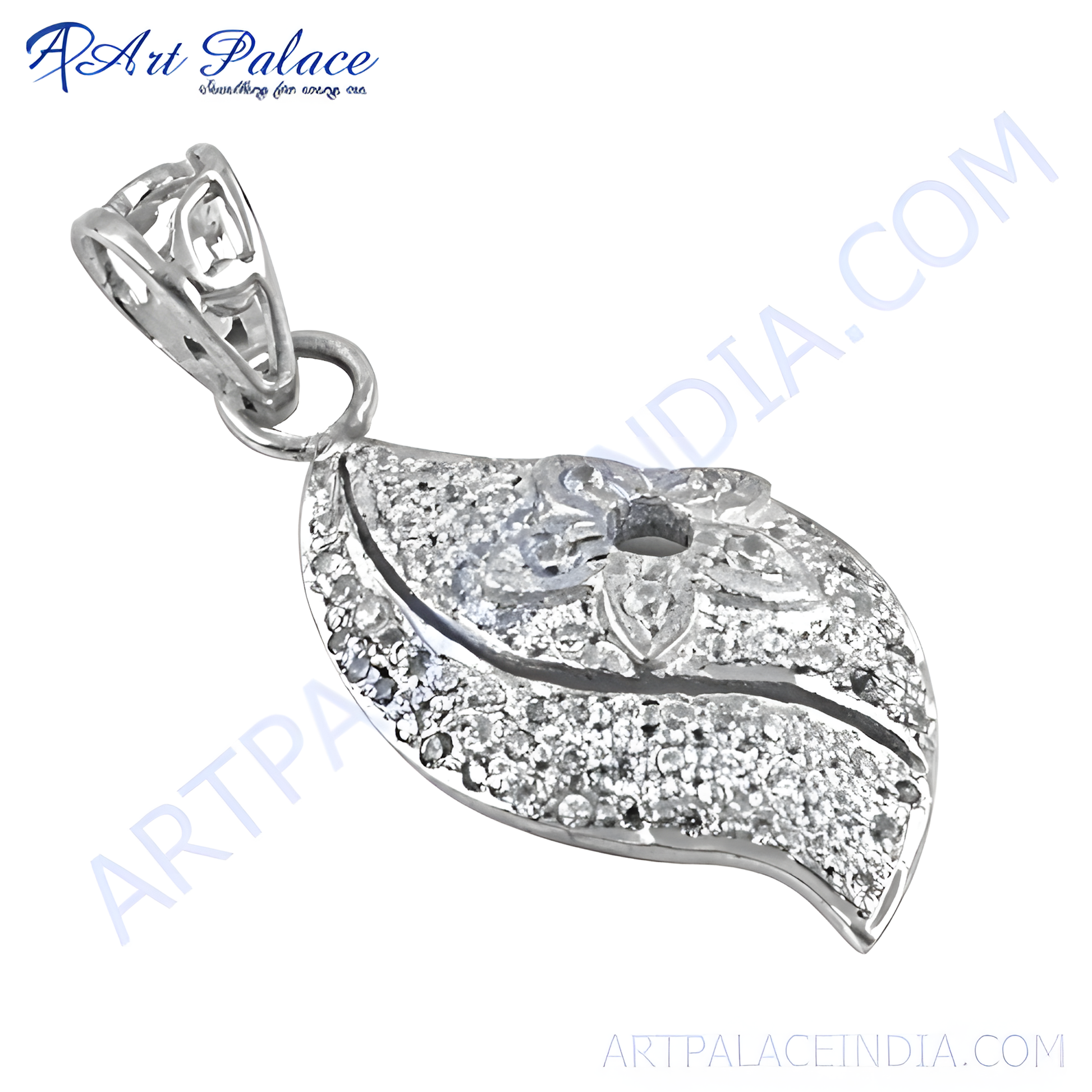 Handmade 925 Sterling Silver Pendant With Cubic Zirconia (White)