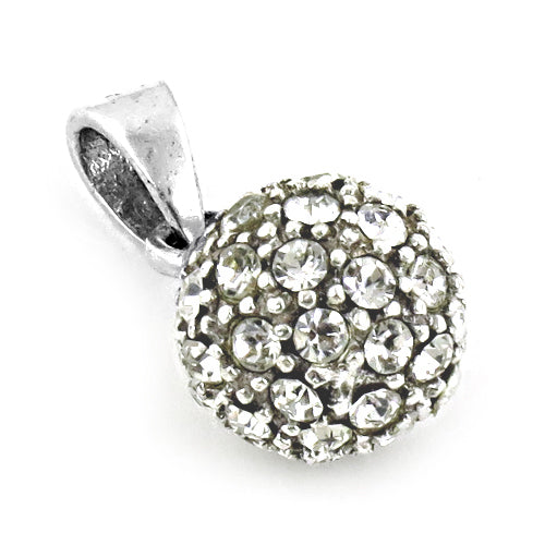 Silver crystal pave round pendant | women's jewelry gift