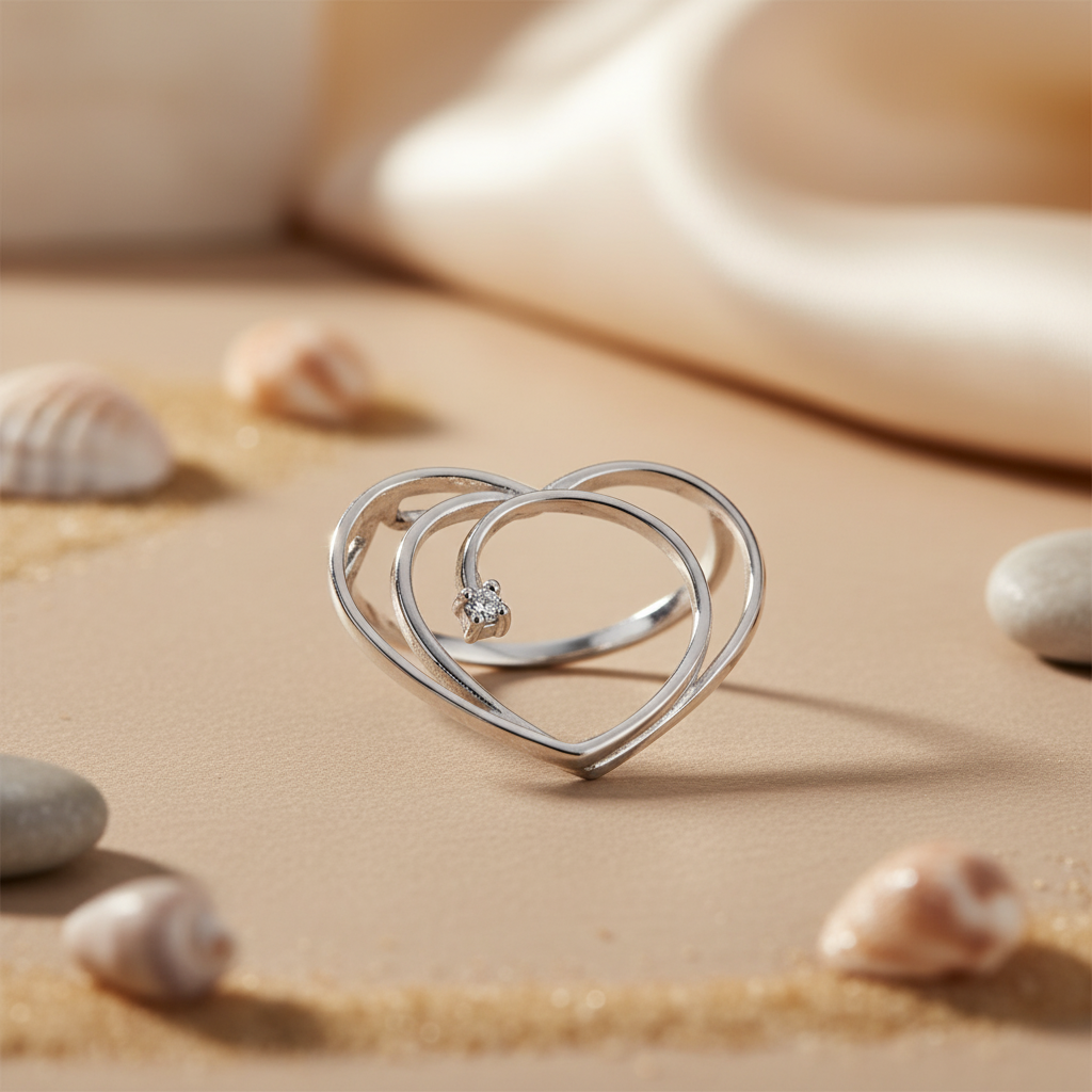 925 Silver Heart Pendant with Diamond | Women's Gift