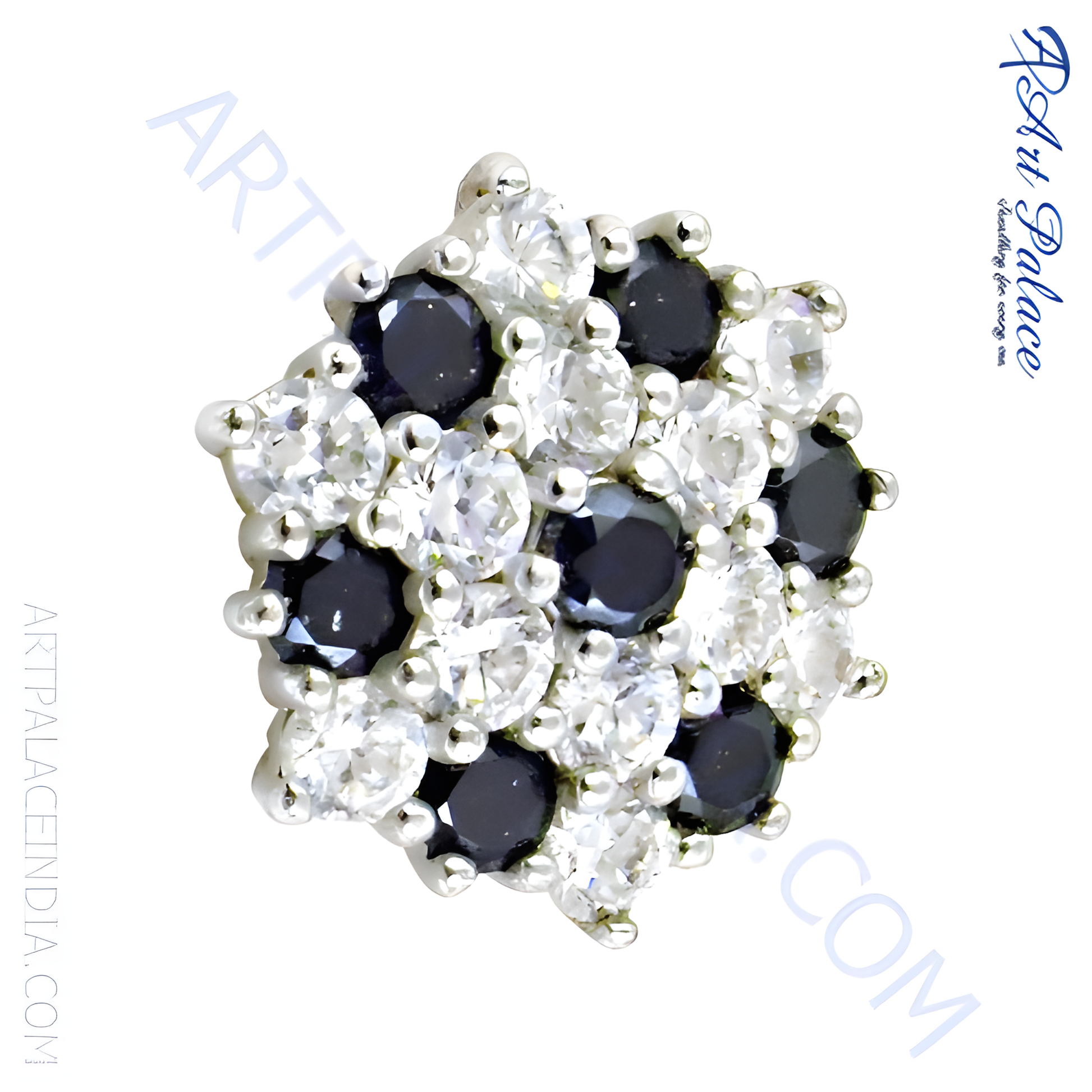 Latest Black & White Cubic Zirconia Gemstone Silver Pendant