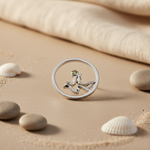 Load image into Gallery viewer, 925 Silver Abstract Ring with Green Gemstone | Women's Jewelry
