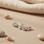 将图像加载到图库查看器中， 925 Silver Heart Pendant with Pink CZ Stones for Women
