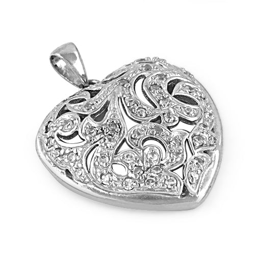 925 Silver Filigree Heart Pendant for Women | Valentine's Gift