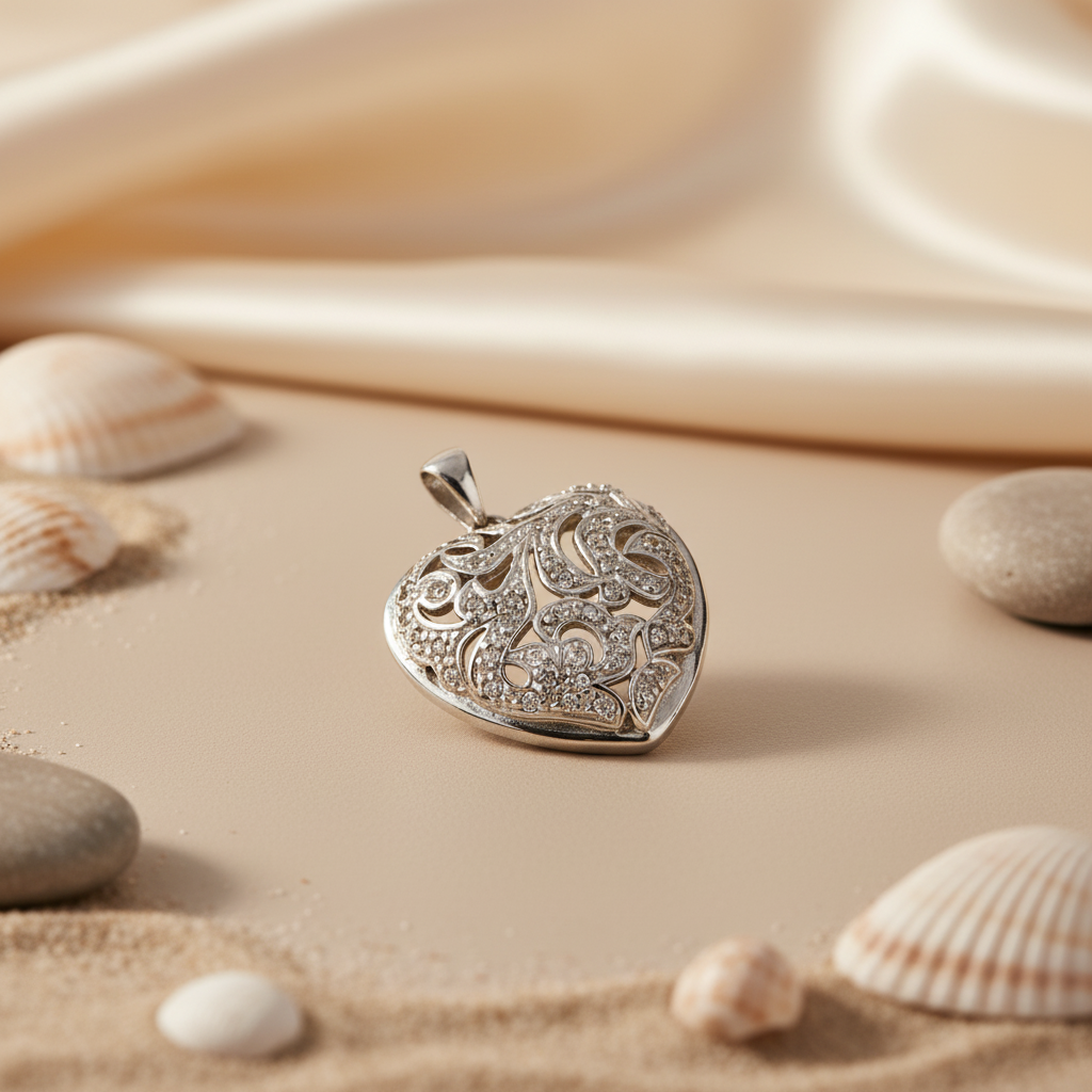 925 Silver Filigree Heart Pendant for Women | Valentine's Gift