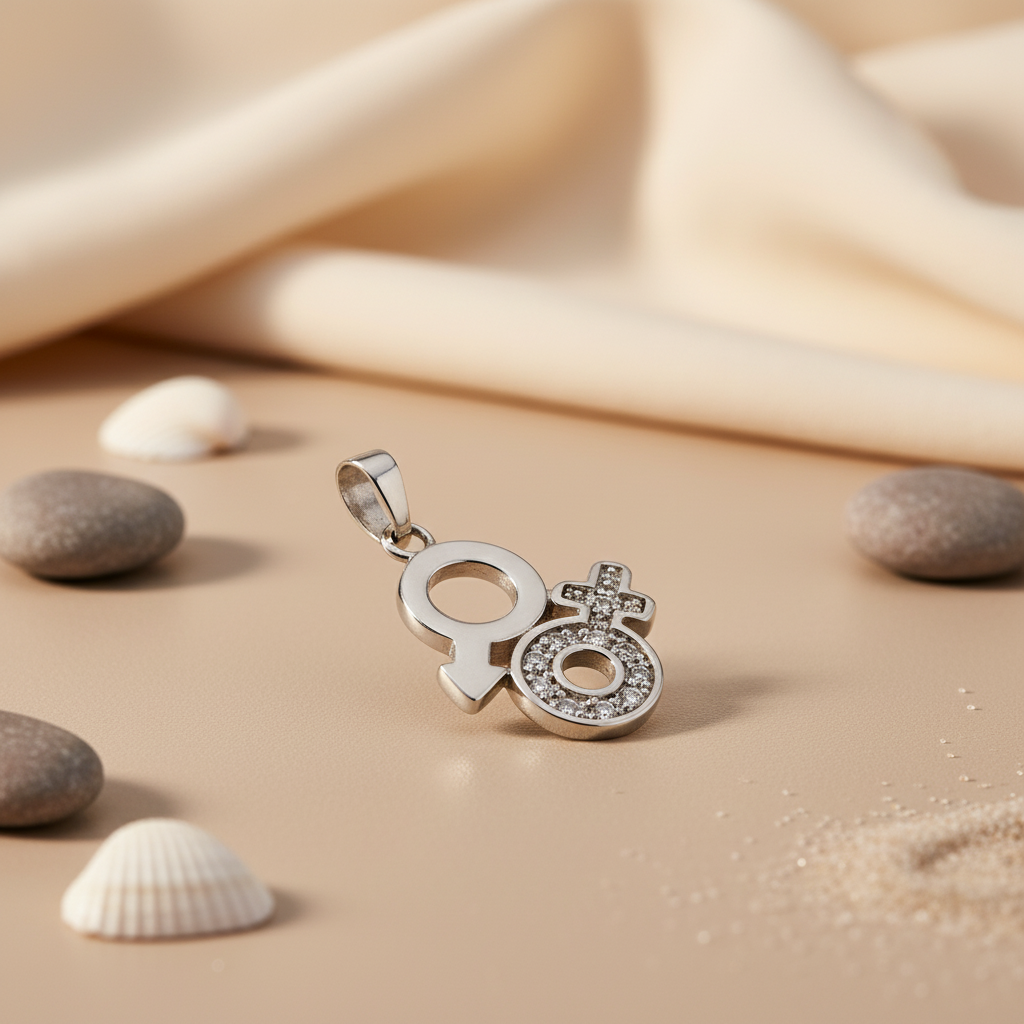 925 Silver Intersex Symbol Pendant | Gender Identity Jewelry
