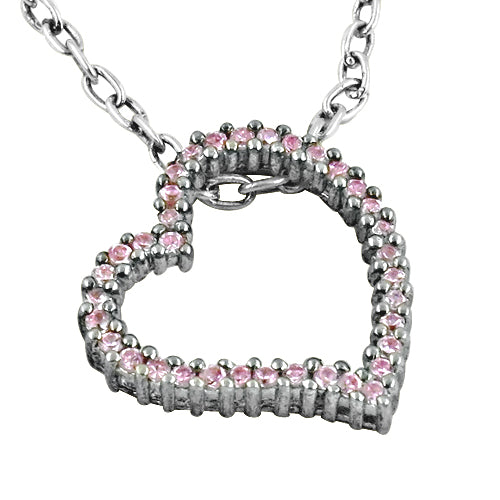925 Silver Pink Sapphire Heart Necklace for Women | Gift