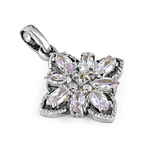 925 silver flower pendant for women | gemstone jewelry gift