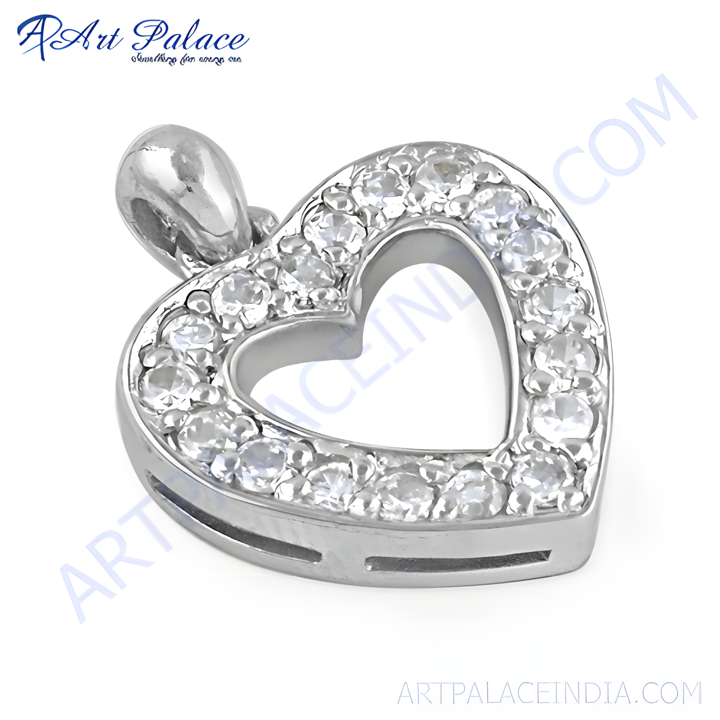 Romantic Heart Style Silver Pendant With Cubic Zirconia